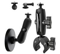 HAFOKO Moto Guidon Support Auto Magnétique Kit Compatible avec Insta360 X5/X4/X3/X2,66mm Fort Aimant avec 360°Rotation Rotule,Guidon Pince Compatible avec GoPro Hero12-3 Anti-Vib pour Équitation