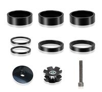 HAFRILY Lot de 10 espaceurs de guidon de vélo en alliage d'aluminium pour potence de vélo de route 11/8 avec capuchon de jeu de direction Ahead fourche VTT entretoises 2 mm/5 mm/10 mm