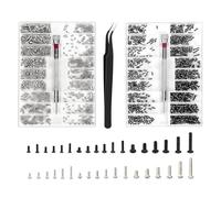 HAFRILY Lot de 1000 petites vis M1.2 M1.4 M2 avec tournevis, pincette, vis pour branches de lunettes, horlogers, souris, ordinateur portable (M+O)