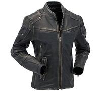 Hafsah Veste de moto en cuir véritable pour homme - Style vintage rétro, Retro1-Distressed Veste Noir, XS
