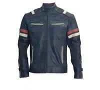 Hafsah Veste de moto vintage rétro en cuir véritable pour homme | Veste de moto en cuir vieilli Cafe Racer, Retro-2., L