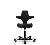 HAG Capisco 8106 Xtreme Chaise de bureau pivotante en tissu - Ressort à gaz standard 200 mm - Hauteur d'assise 47-65,5 cm - Roues souples (noir, Xtreme - EXR009 Coussin noir)