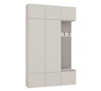 HAGA - Ensemble d’entrée avec 2 armoires + porte-manteau + banc 150x35x238 cm - beige cachemire