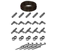 HaGa® Kit d'irrigation - Tuyau d'arrosage - 16 mm de long - 25 m de long - Avec compensation de pression - Accessoires - Tuyau perlé - Arrosage de jardin