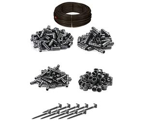 HaGa® Kit d'irrigation - Tuyau goutte à goutte de 16 mm de longueur de 100 m avec compensation de pression avec accessoires - Tuyau d'arrosage de jardin