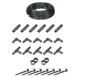 HaGa® Kit d'irrigation - Tuyau goutte à goutte de 50 m - 16 mm sans compensation de pression avec accessoires - Tuyau d'arrosage de jardin