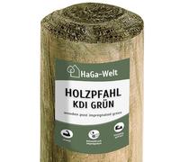 HaGa® Lot de 10 piquets en bois - Diamètre : 5 cm - Hauteur : 150 cm - Imprégnés en autoclave (vert) - Résistants aux intempéries - Parfait pour le jardin, l'agriculture et les projets extérieurs
