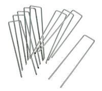HaGa® Lot de 100 piquets d'ancrage en métal galvanisé - Ancrage au sol en forme de U 200 mm x 30 mm Ø 3 mm - Ancrage de fixation inoxydable pour toile de protection contre les mauvaises herbes