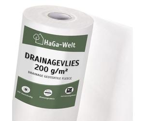 HaGa Non-tissé de Drainage 200g/m² en 0,5m x 10m comme Non-tissé de Drainage, Non-tissé pour bac à Sable, géo-Non-tissé, Non-tissé de séparation pour Le Jardinage et sous Les pavés