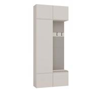 HAGA - Porte-manteau 3 crochets et armoire - Vestiaire d'entrée avec siège 238x100x35 cm - Beige cachemire