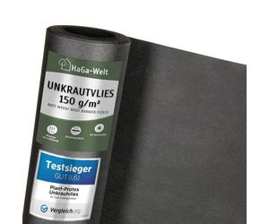 HaGa® Toile anti-mauvaises herbes, 150 g/m², pour le jardin, Non-tissé de paillage, 2 m x 50 m