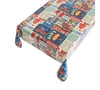 haga-wohnideen.de Retro Text Nappe de table lavable en toile cirée avec revêtement en PVC Largeur 140 cm
