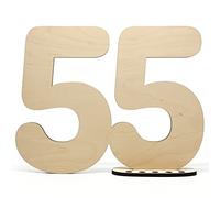 HAGEFOL Panneau en Bois décoration Livre d'or numéro 55 - pour écrire en Cadeau avec Support et bougeoir Anniversaire - pour décoration 55e Anniversaire, 55 Ans ou Mariage