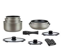 HAGEN, Batterie de cuisine revêtement pierre, Manche amovible, 11 pièces, Carbon, Revêtement anti-adhésif, Tous les types de feux, y compris l'induction, HA5026-CAR