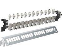 Hager 7611912539132 Panneau de Brassage 24 Voies FZ24 mm avec 12 modules RJ45 Accessoires pour Petit Distributeur