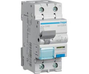 Hager ADA516D Interrupteur différentiel/Disjoncteur de protection 1 pôle 16 A 0.03 A 240 V