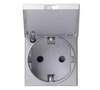 HAGER (AUT.+REST) WXF165T Gallery Schuko 16A avec tapa Aluminio Power Type, Multicolore