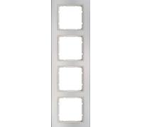 Hager B3 - Cadre 4 postes Aluminium Blanc polaire