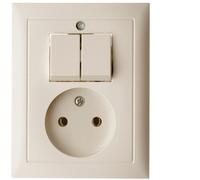 Hager Berker S.1 Series Switch With 2P Socket Outlet - White - 6143658982