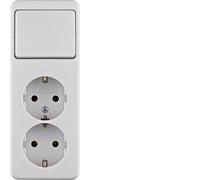 Hager Berker Switch Combination Double Outlet Socket Surface Mounted - 61402649