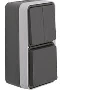 Hager Berker W1 Interrupteur et prise combinés gris montés en surface - 47903515