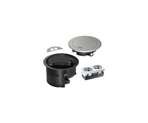 Hager BSR02D01 Boîte d'installation R02, 2 x SCHUKO, Keystone type 01 2-f, couvercle rabattable en métal argenté