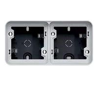 Boîte saillie double horizontale vide Cubyko - composable - 2P 2 embouts - IP55 - gris