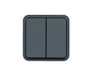 Hager Cubyko - Poussoir Inverseur Double étanche Gris