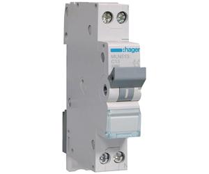 Hager étroit Construction Disjoncteur Unipolaire + N 6 kA Type C 13 A 1 m mln513