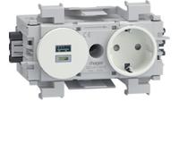 Hager GS16019016 Steckdose, 1-fach, mit USB-Charger A+C, 15W, Wago Winsta, Frontrastend, verkehrsweiß