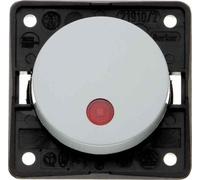 Hager iNTEGRO - Bouton poussoir avec voyant lentille rouge + lampe neon gris