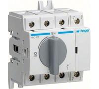 Hager Interrupteur tripolaire HAC310 100A pour rail DIN ou plaque de montage, Bouton + interrupteur, Gris