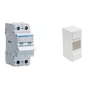 Hager Interruptor Modular, 2 Polos, 63A & Coffret électrique - Tableau électrique étanche - Module électrique - Coffret modulaire Vide 1 rangée - 4 modules - Dimensions 86 mm x 160 mm x 73 mm - Blanc