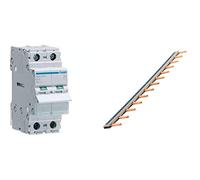 Hager Interruptor Modular, 2 Polos, 63A & Zenitech-Peigne 13 modules Noir/Blanc Longueur 220mm