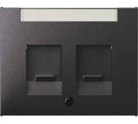 Hager K1 - Plaque centrale avec volet roulant porte panneau 2 modules sens anthracite