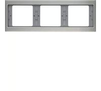 Hager K5 - Cadre 3 postes horizontal acier inoxydable