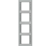 Hager K5 - Cadre 4 éléments droit acier inoxydable
