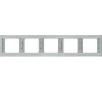 Hager K5 - Cadre 5 postes horizontal acier inoxydable