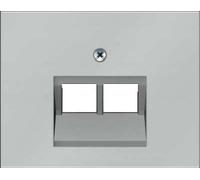 Hager K5 - Plaque centrale pour prise Double Acier