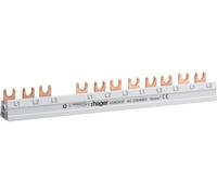 Jeu de barres de phase Hager KDN363F 3 pôles, avec raccordement en fourche, 10 mm², 63 A, 12 modules