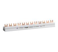 Hager Rail de phase KDN463A 4P 63A 10 mm² 12 entrées Raccord de fourche isolé Gris/Blanc