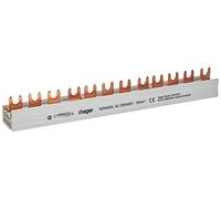 Hager KDN463A Rail de Phase 4P 63A 10 mm² 12 entrées Raccord de Fourche isolé Gris, Blanc