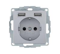 HAGER (KNX+DOM) 48031404 Toma SCHUKO/USB, S.x/B.x, type d'alimentation en aluminium, multicolore