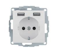 HAGER (KNX+DOM) 48038982 Toma SCHUKO/USB, S.x/B.x, blanco brillo type d'alimentation, Multicolore