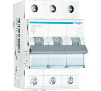 Hager Disjoncteur miniature MBN325 3 pôles 6 kA caractéristique B 25 A