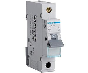 HAGER MTN132 - Coupe-circuit miniature, 1 pôle, 1 module, type B, capacité de coupure 6 kA, courant 32 A