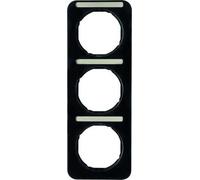 Hager R.1 - cadre R1 3 éléments Vertical avec porte-étiquette Noir Brillant