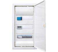 Hager VU36NC Répartiteur encastré avec compteur équipé de 3 rangées de protection contre les surtensions, prêt à être connecté filaire avec bornier, équipement Legrand 1 x FI 4 pôles. + 1 x 3 broches