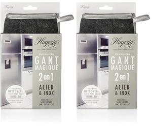 Hagerty Microfiber Glove Stainless Steel Gant en Microfibre 23 x 13 cm I Gant de Nettoyage de Surfaces en Acier brossé chromé Aluminium INOX I ne Laisse Pas de Rayures ou de Poils. (Lot de 2)