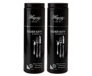 Hagerty Silver Bath Bain d'immersion pour le nettoyage rapide de l'argent et la protection contre l'oxydation 2 x 580 ml Liquide de nettoyage des couverts en argent ou en métal argenté avec panier